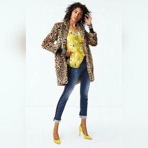 CAbi Josephine Coat Leopard Faux Fur #3727 Medium